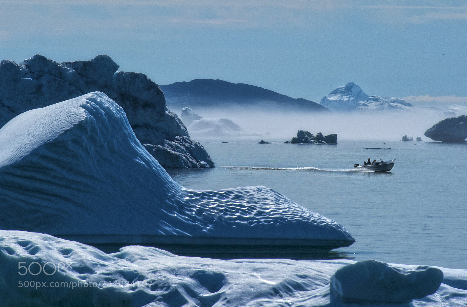 Nikon D700 sample photo. Icebergs and seafog photography