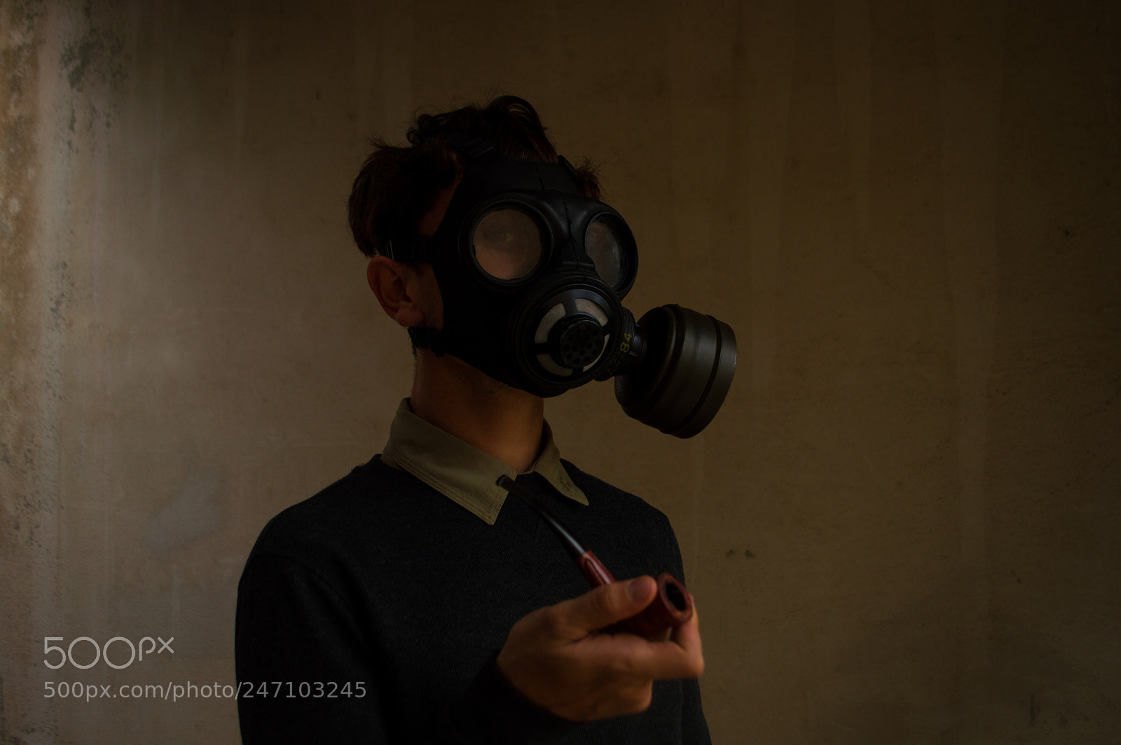 Nikon D3200 sample photo. Gas mask and pipe photography