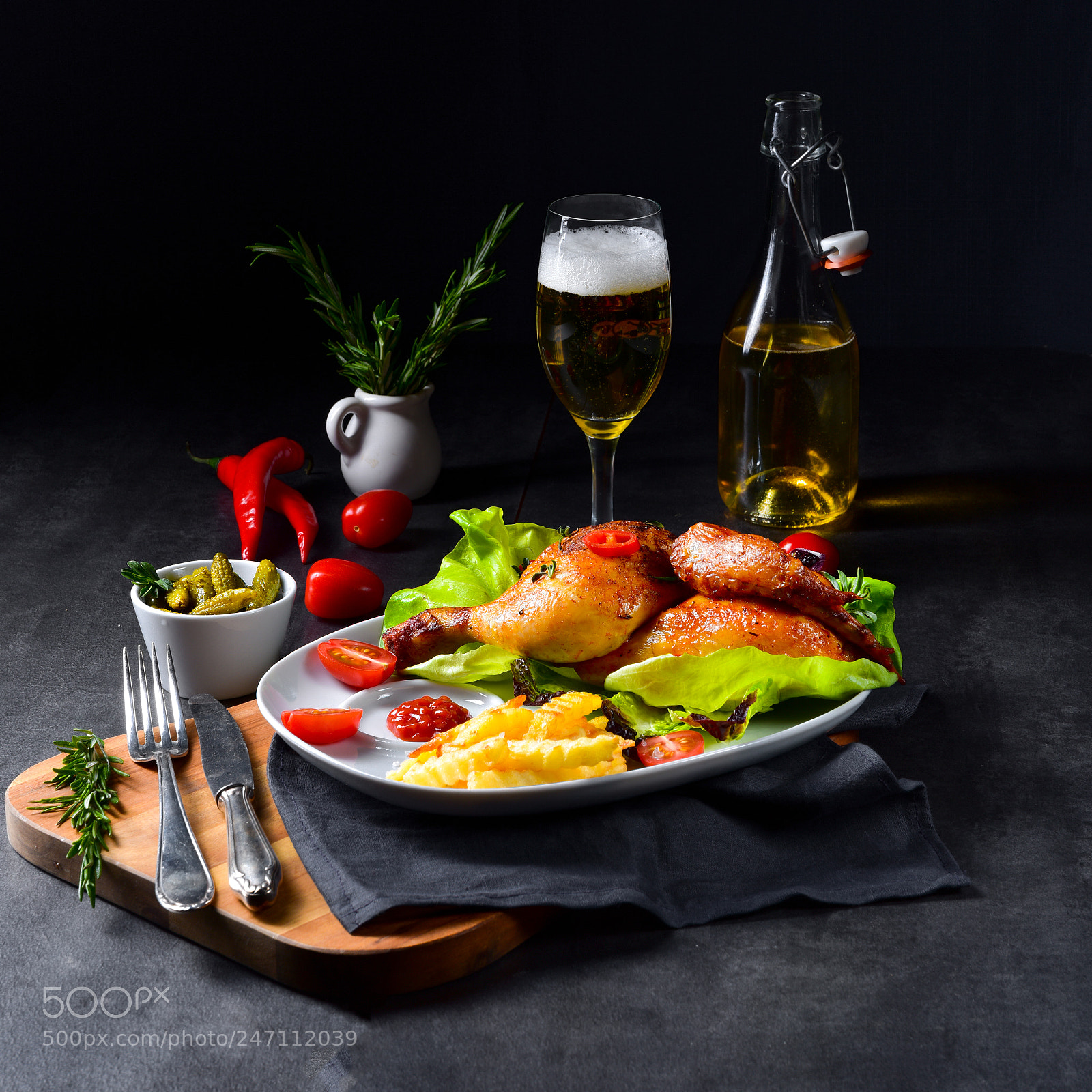 Nikon D810 sample photo. Fried chicken with chips photography