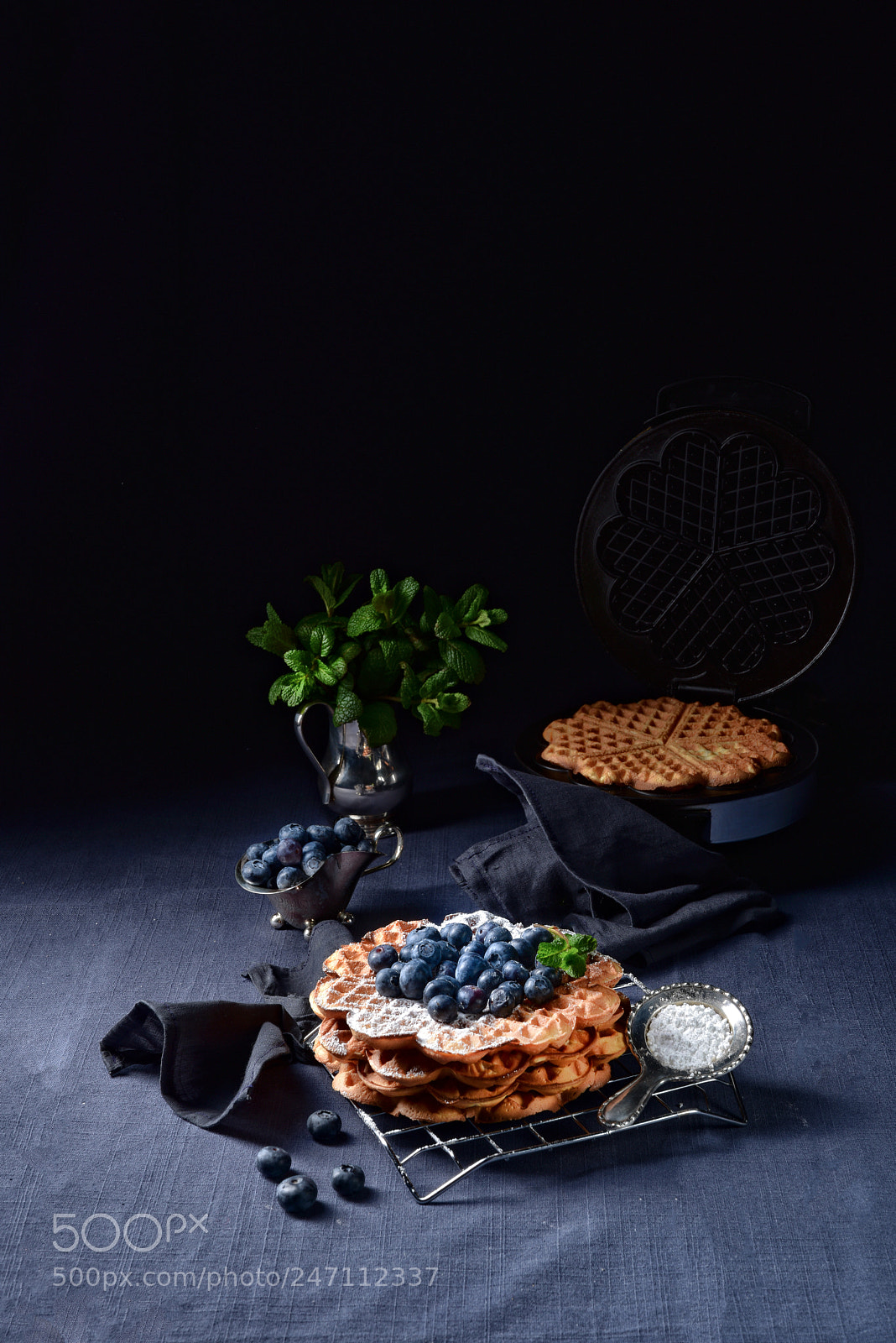 Nikon D810 sample photo. Waffles with blueberries photography