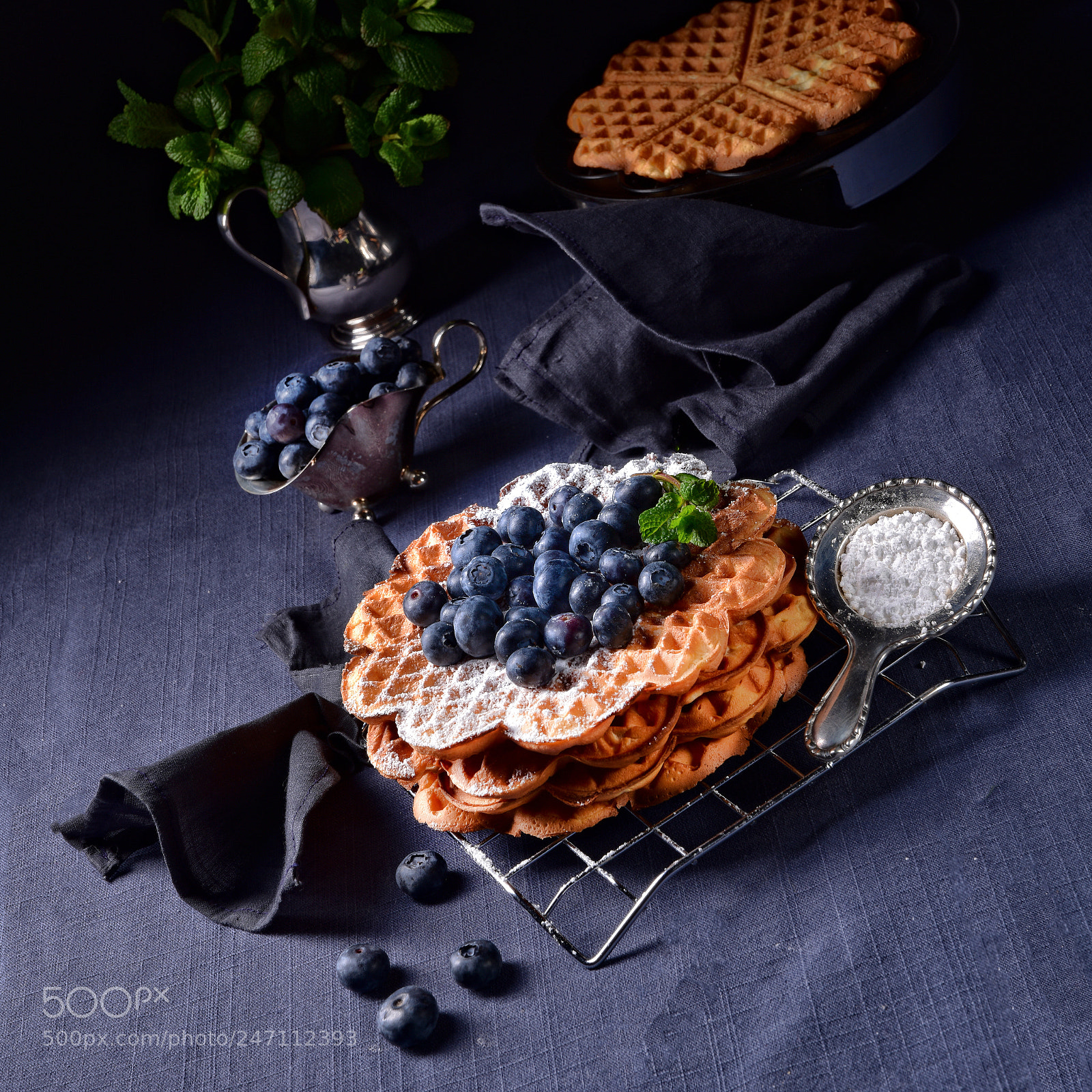 Nikon D810 sample photo. Waffles with blueberries photography