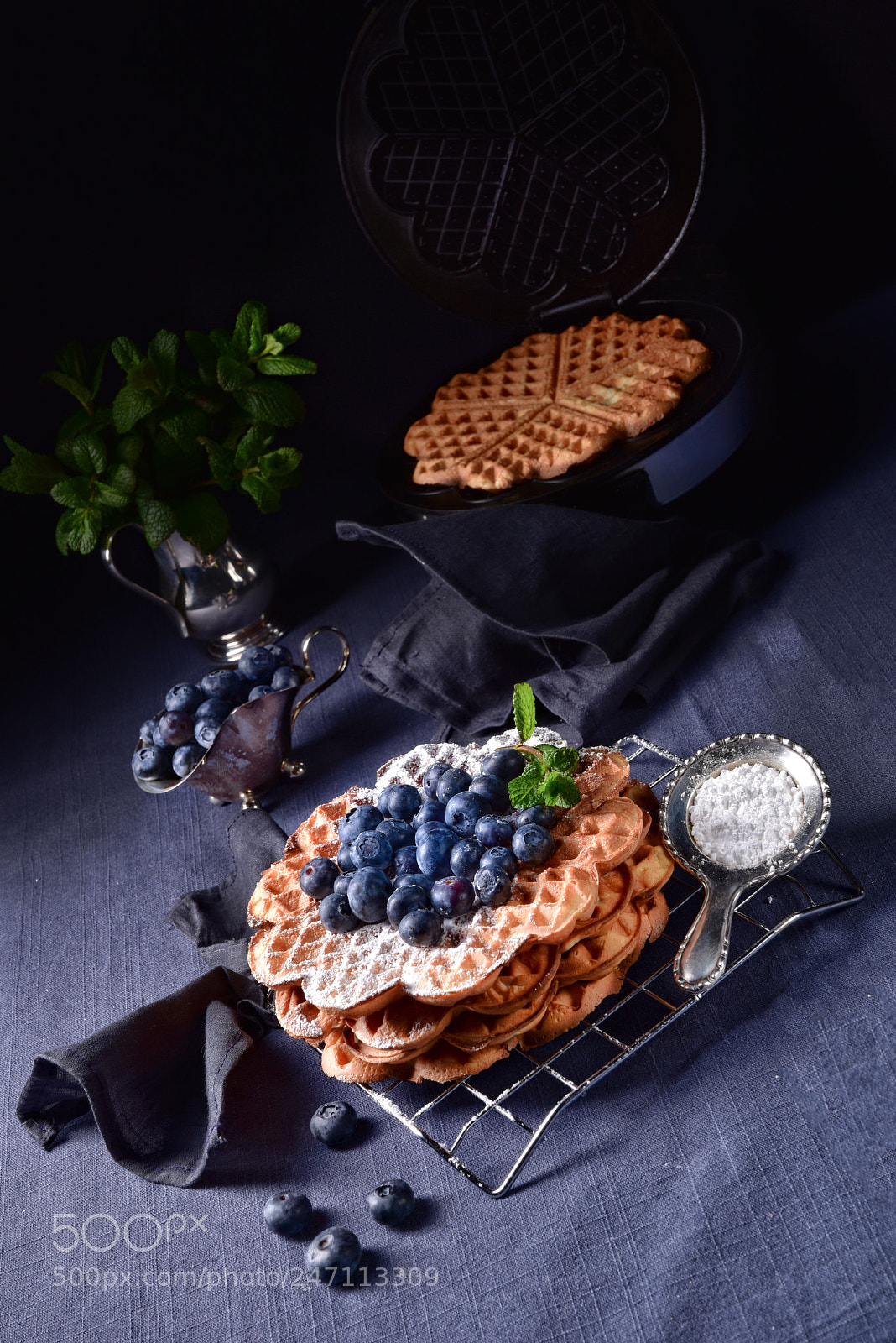 Nikon D810 sample photo. Waffles with blueberries photography