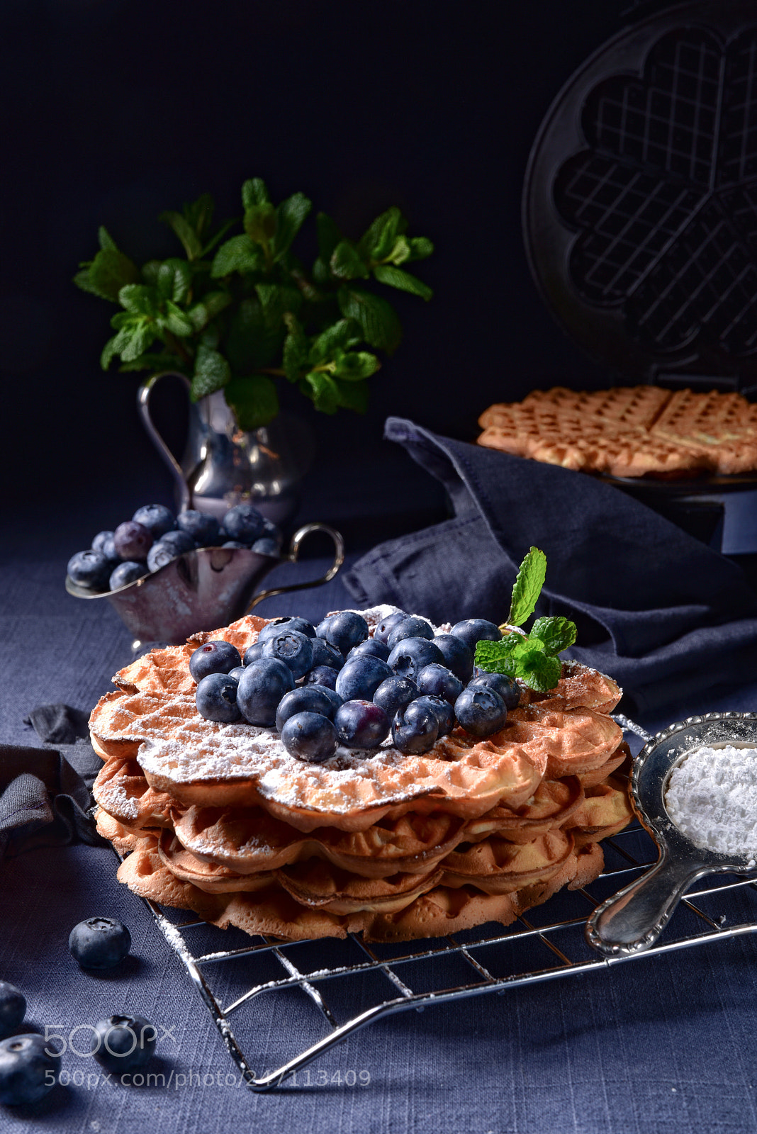 Nikon D810 sample photo. Waffles with blueberries photography