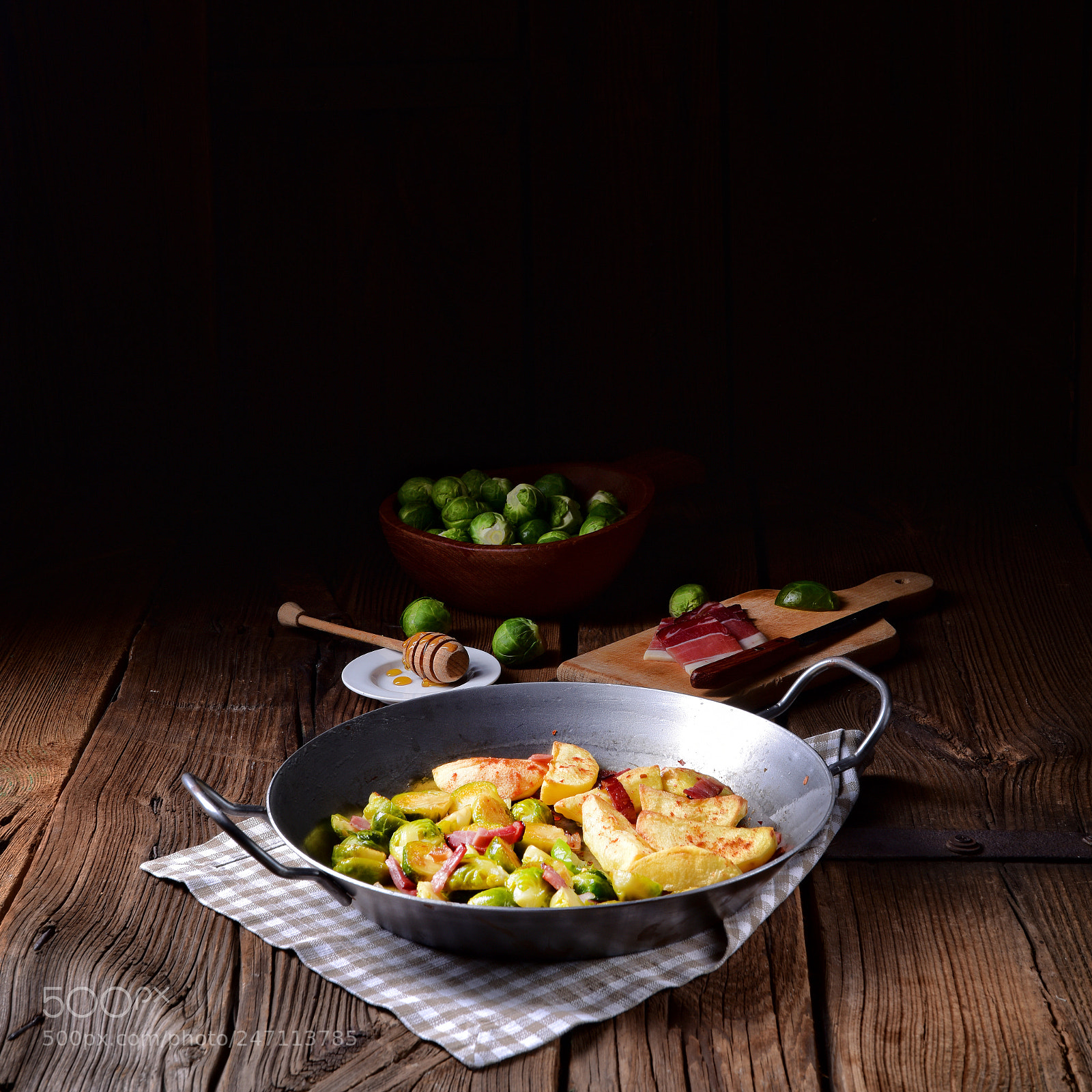 Nikon D810 sample photo. Brussels sprouts with ham photography