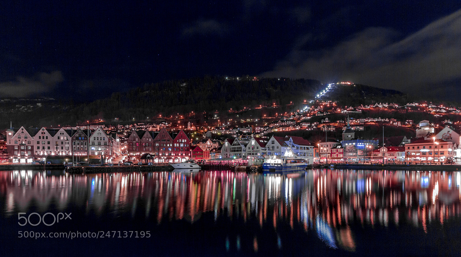 Canon EOS 650D (EOS Rebel T4i / EOS Kiss X6i) sample photo. Bergen's harbour at night photography