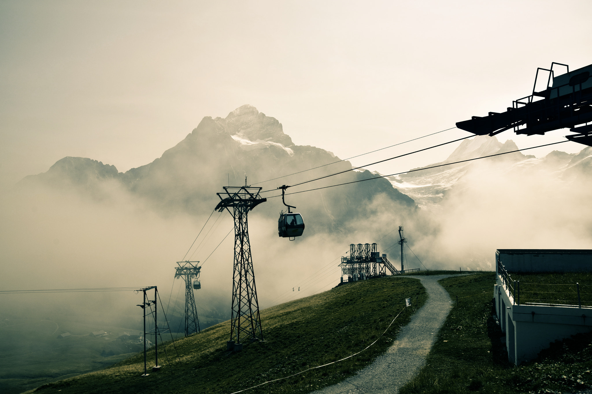 Nikon D5300 + Tamron SP AF 17-50mm F2.8 XR Di II LD Aspherical (IF) sample photo. Mount first cable car - bernese alps, switzerland photography
