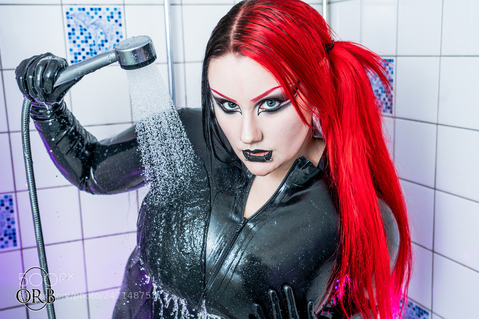 Sony a7R III sample photo. Latex catsuit shower! photography