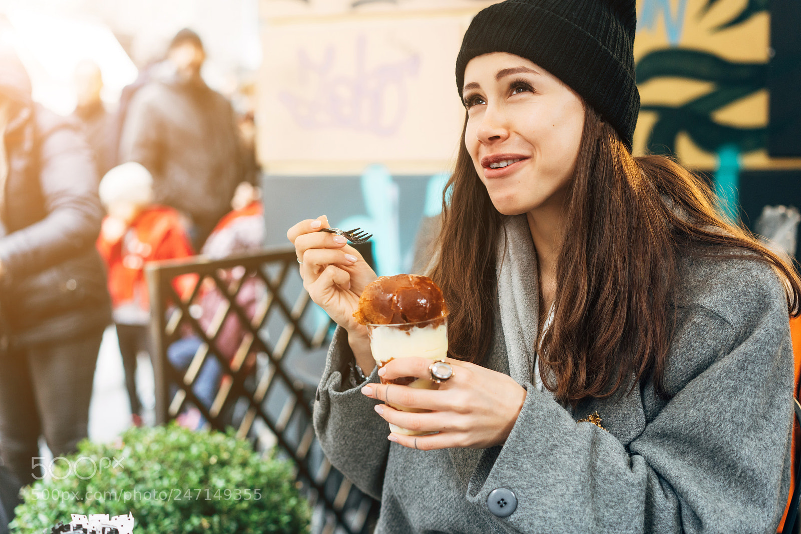 Sony a7R II sample photo. Happy girl eating dessert photography