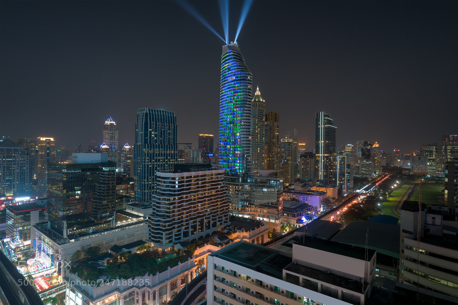 Sony a7R II sample photo. Night view with skyscraper photography