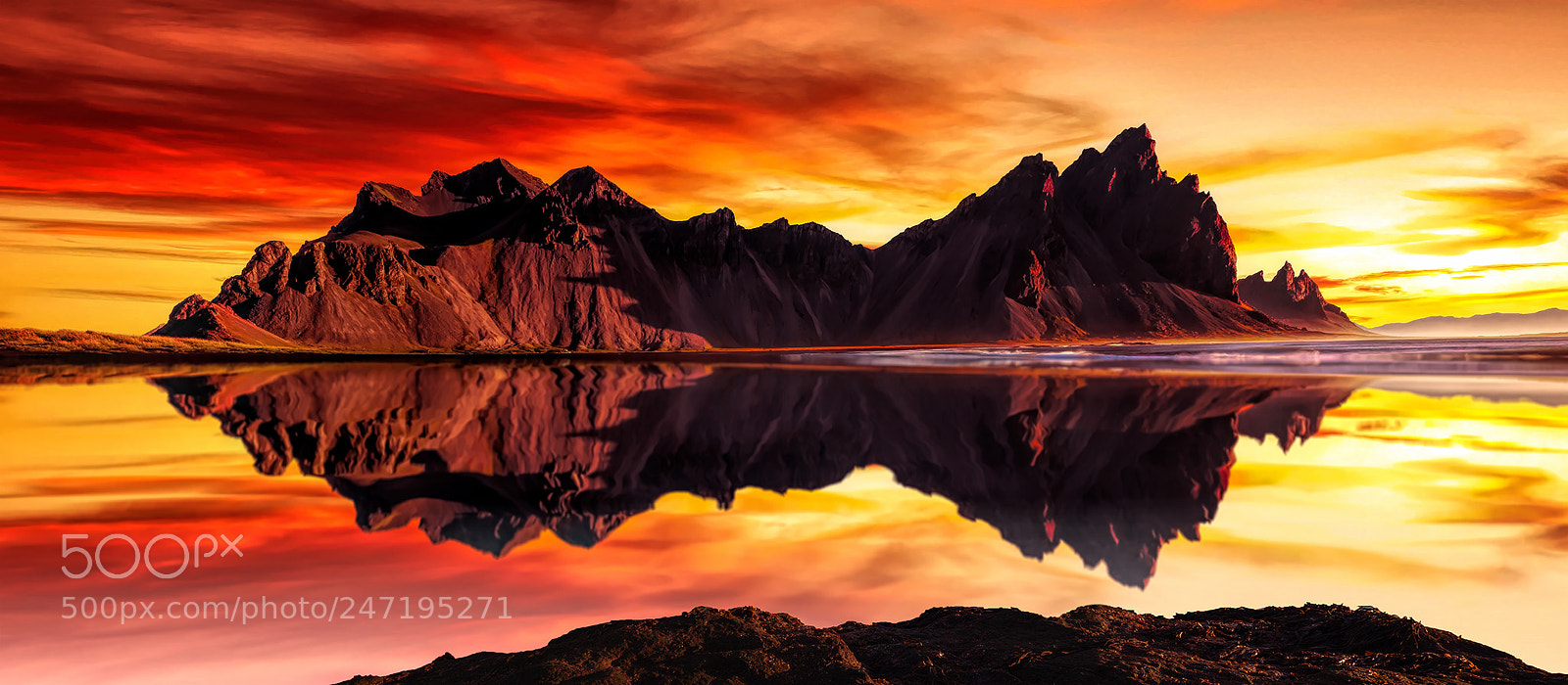 Nikon D810 sample photo. Vestrahorn on fire photography