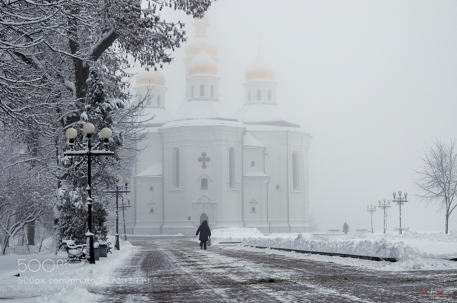 Nikon D300 sample photo. Foggy winter church photography
