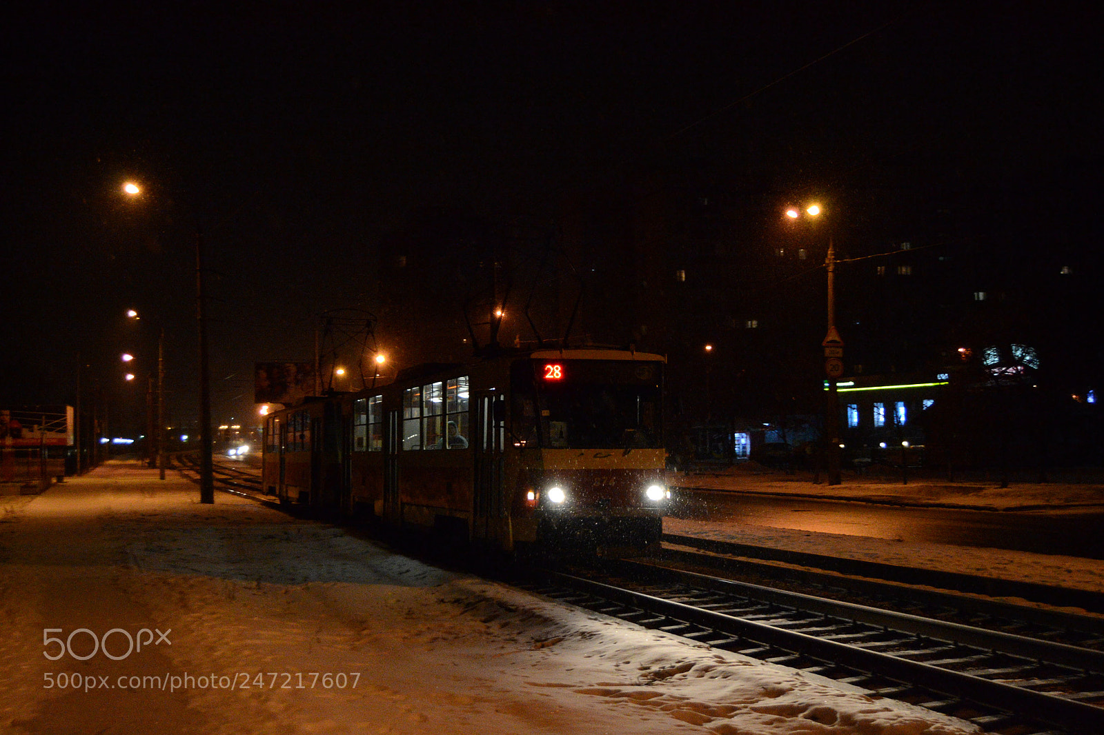 Nikon D3100 sample photo. Night tram photography