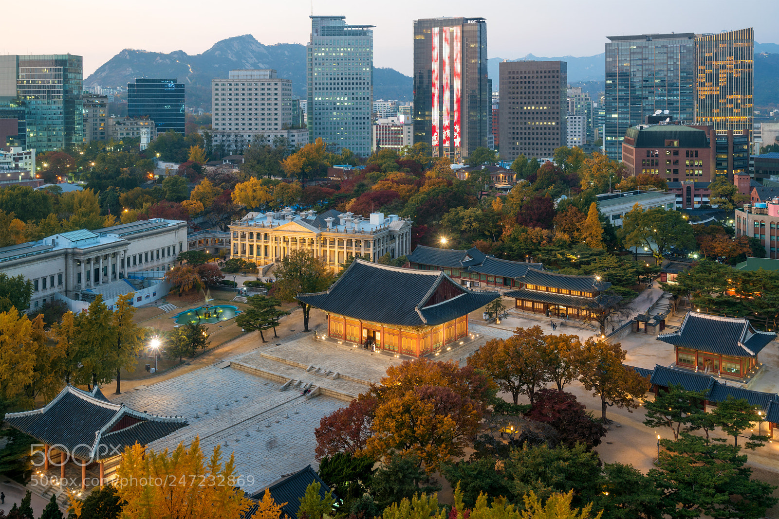 Sony a7R II sample photo. Night view of deoksugung photography