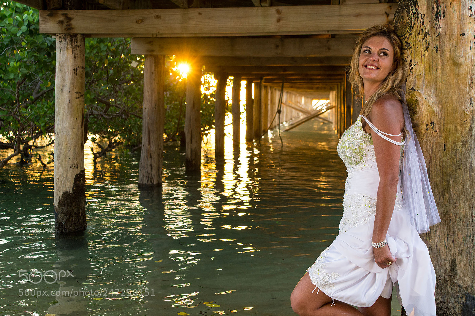 Nikon D7100 sample photo. Bride under the boardwalk photography