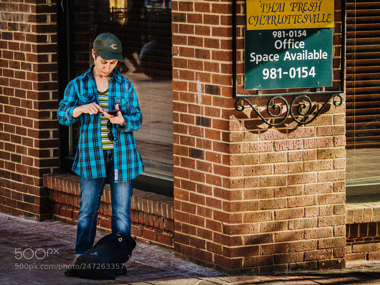 Panasonic Lumix DMC-GX8 sample photo. Blue plaid space available photography