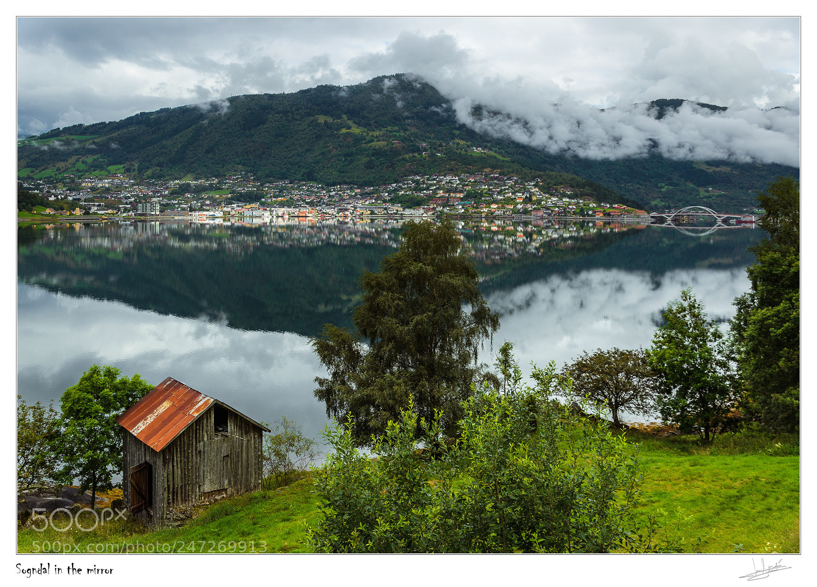Nikon D7000 sample photo. Sogndal in the mirror photography