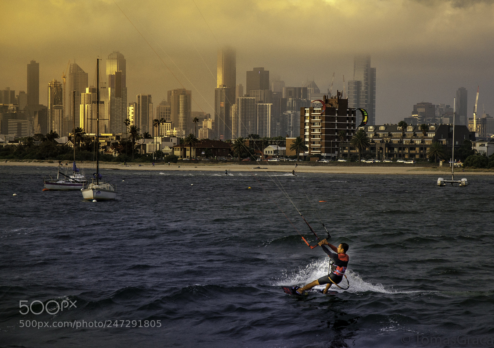 Nikon D90 sample photo. Kitesurfing at st kilda photography