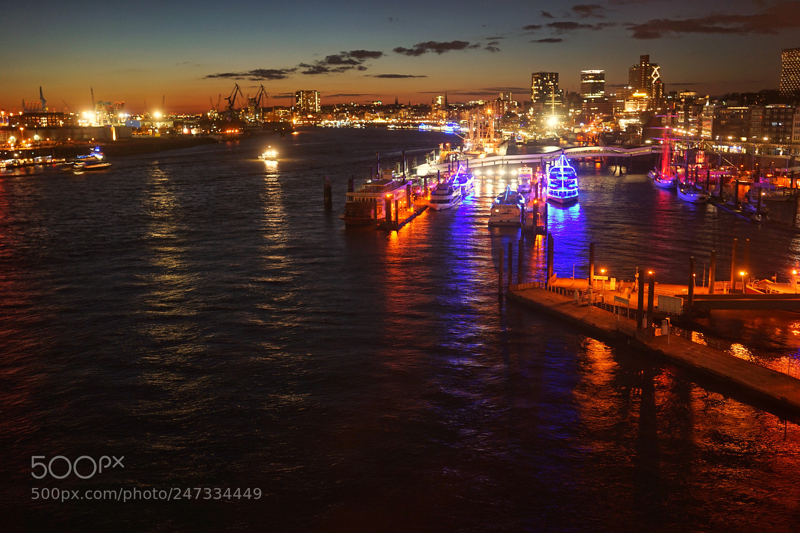 Sony a7 II sample photo. Hamburg habour after sunset photography