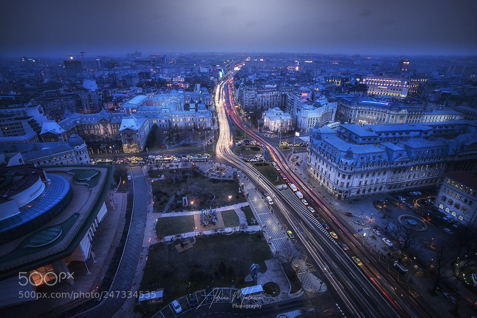 Sony a7R II sample photo. Bucharest at blue hour photography