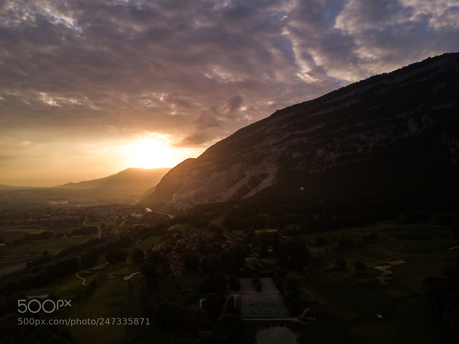 DJI FC220 sample photo. Sunrise behind the saleve photography