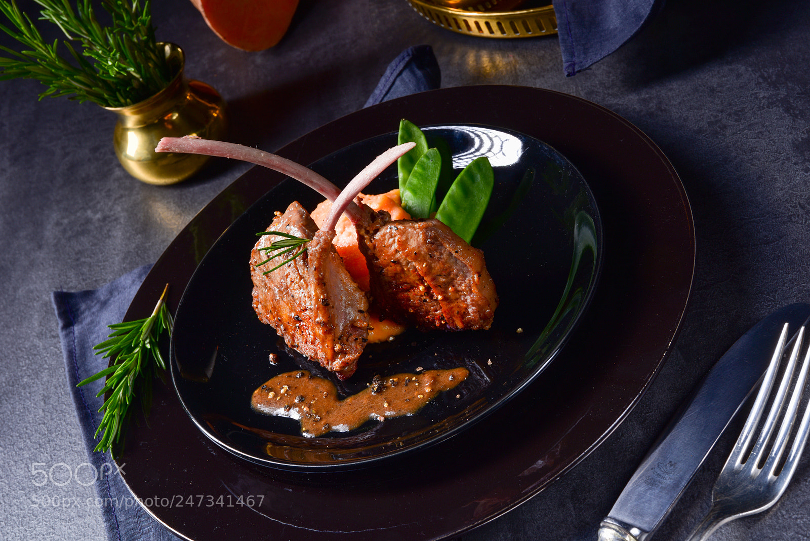 Nikon D810 sample photo. Lamb steaks with rosemary photography