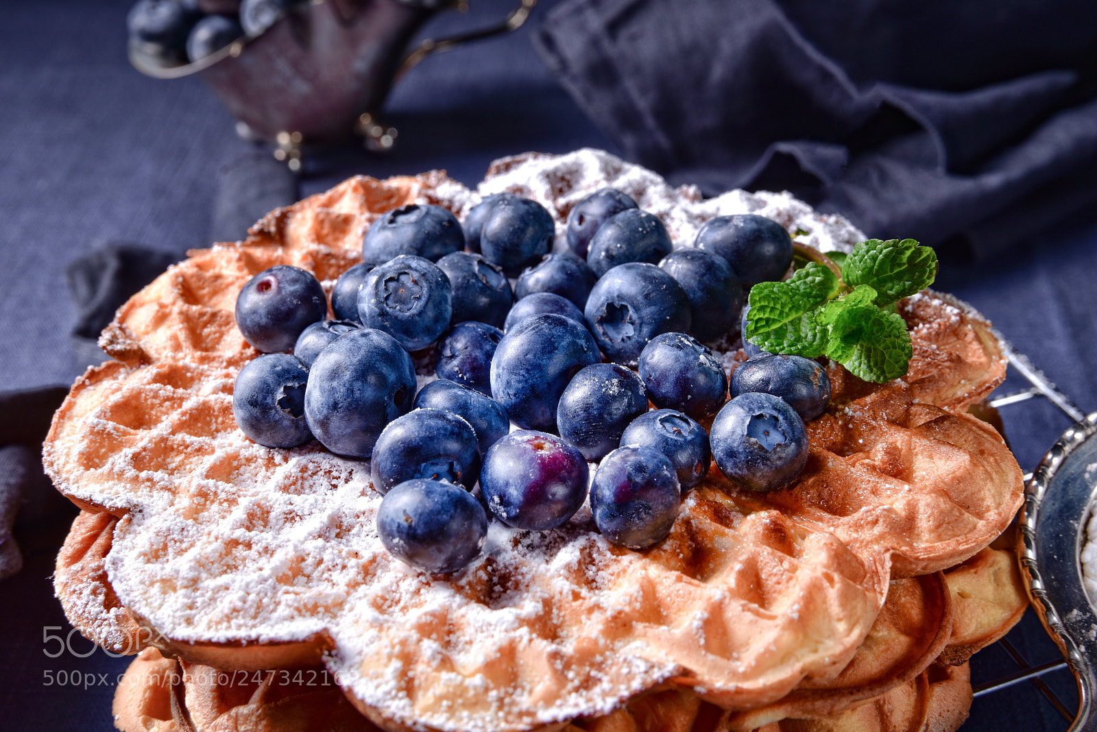 Nikon D810 sample photo. Waffles with blueberries photography