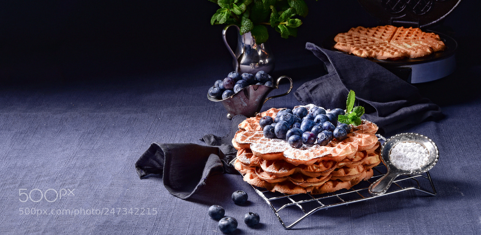Nikon D810 sample photo. Waffles with blueberries photography