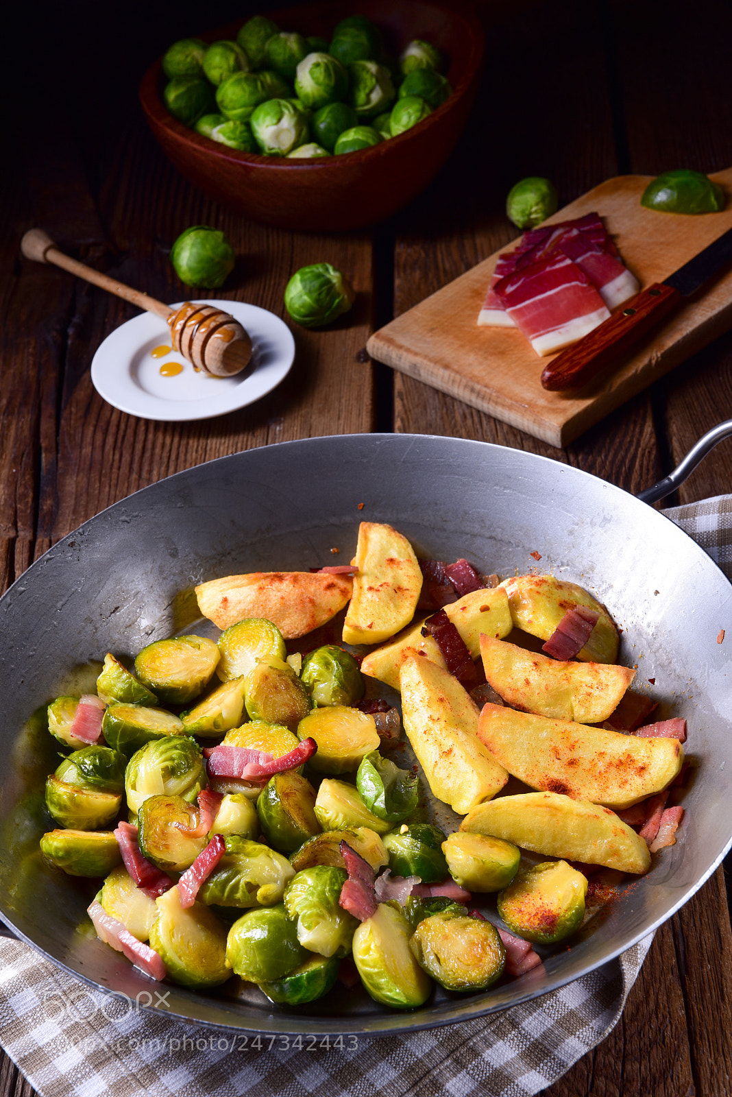 Nikon D810 sample photo. Brussels sprouts with ham photography