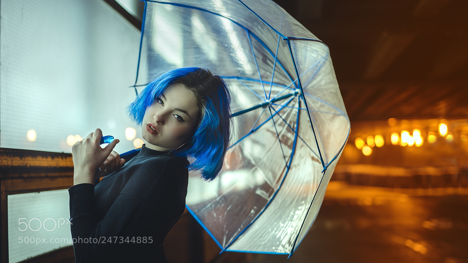 Sony a7 sample photo. Urban style, blue-haired girl photography