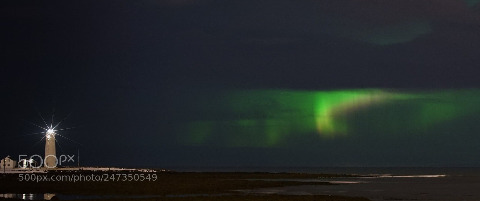 Sony a7 II sample photo. Aurora borealis & grotta lighthouse photography