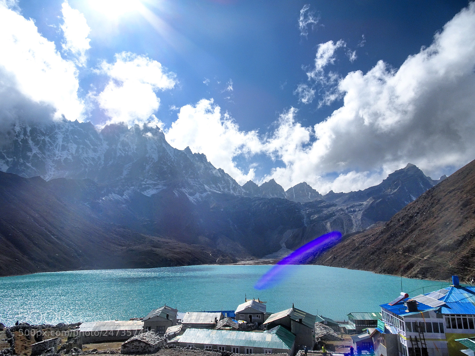 Sony DSC-HX90 sample photo. Gokyo lake and town photography