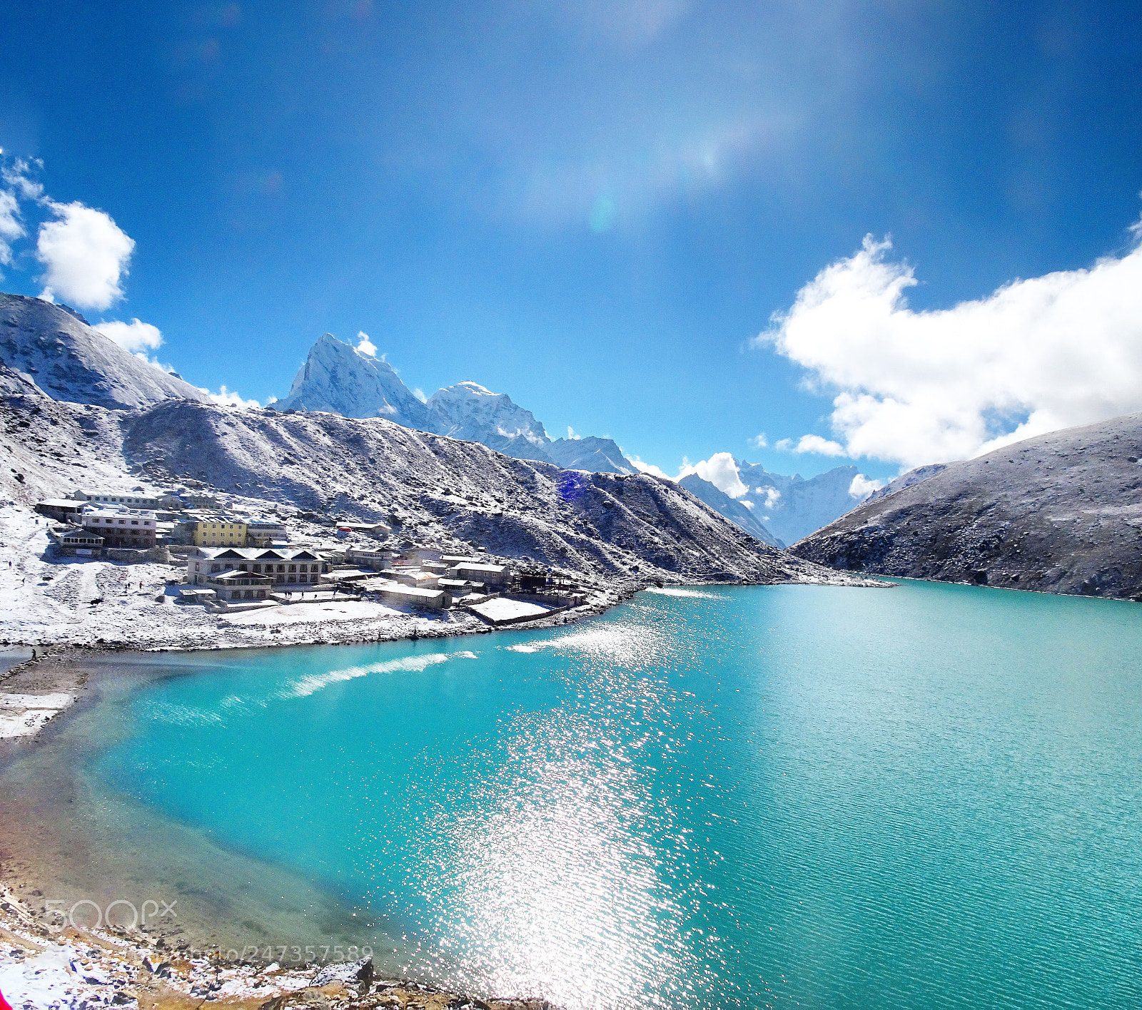 Sony DSC-HX90 sample photo. Gokyo town and lake photography
