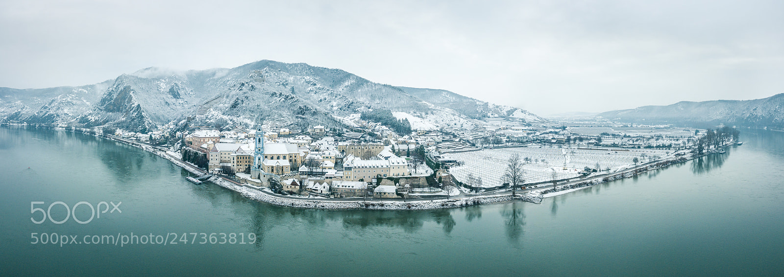 DJI FC220 sample photo. Dürnstein winterpanorama photography