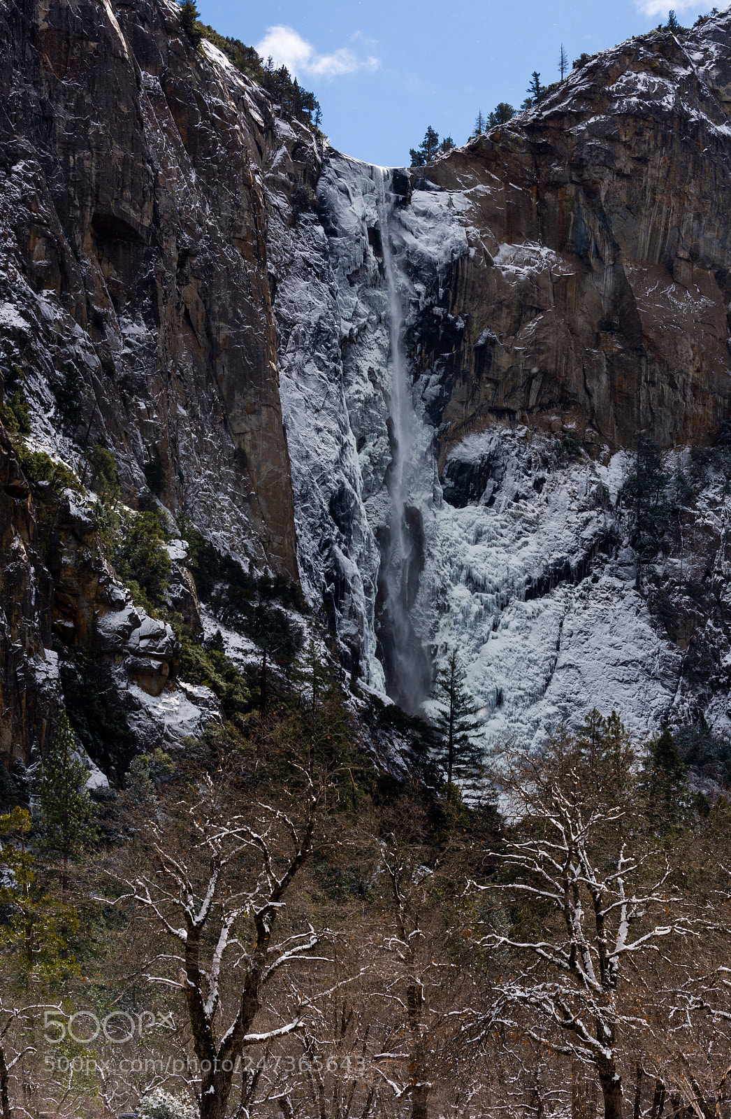 Nikon D810 sample photo. Bridalveil falls snowy yosemite photography