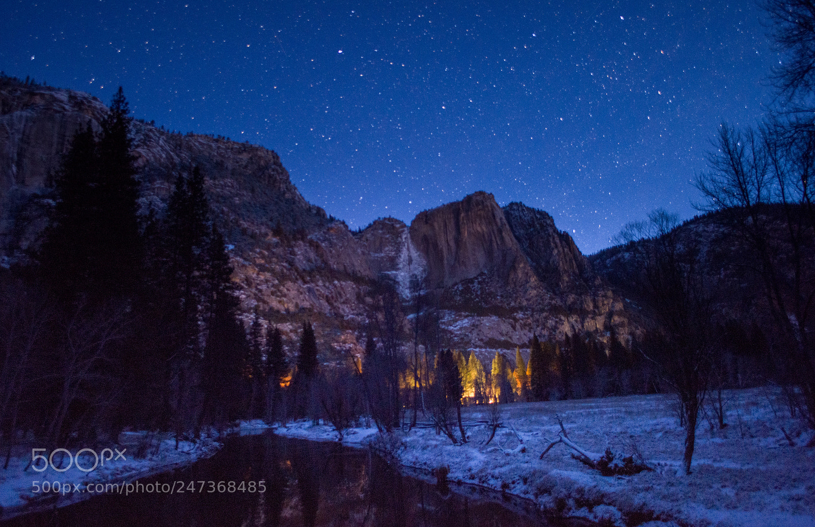 Nikon D810 sample photo. Yosemite falls night shot photography