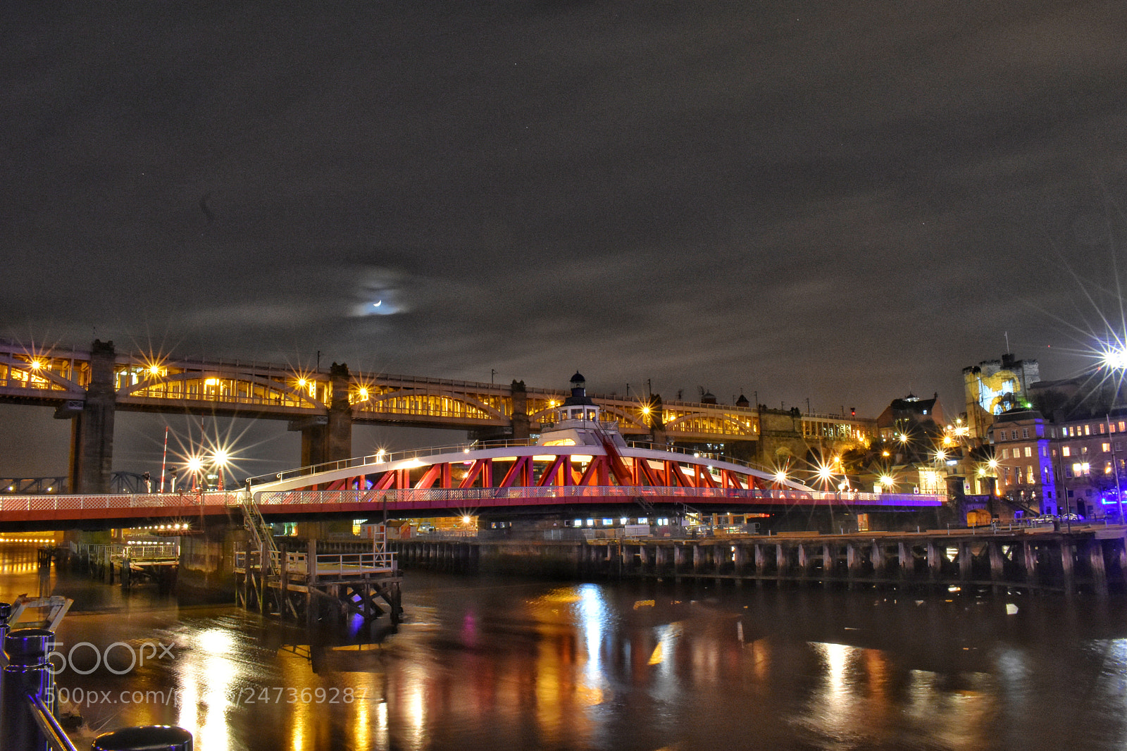 Nikon D3400 sample photo. Swing bridge at night photography