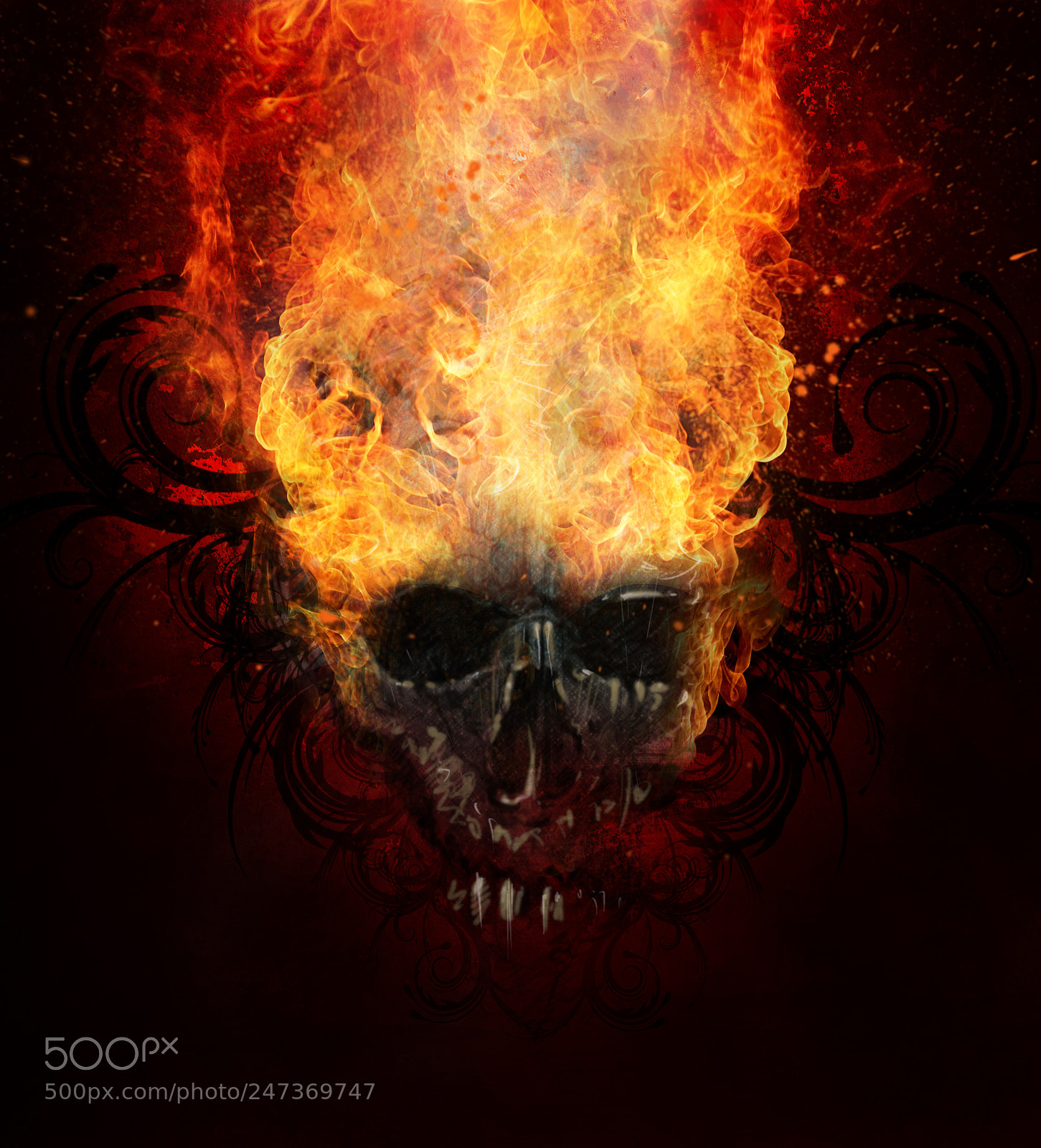 Canon EOS 7D sample photo. Burning skull. sketch of photography