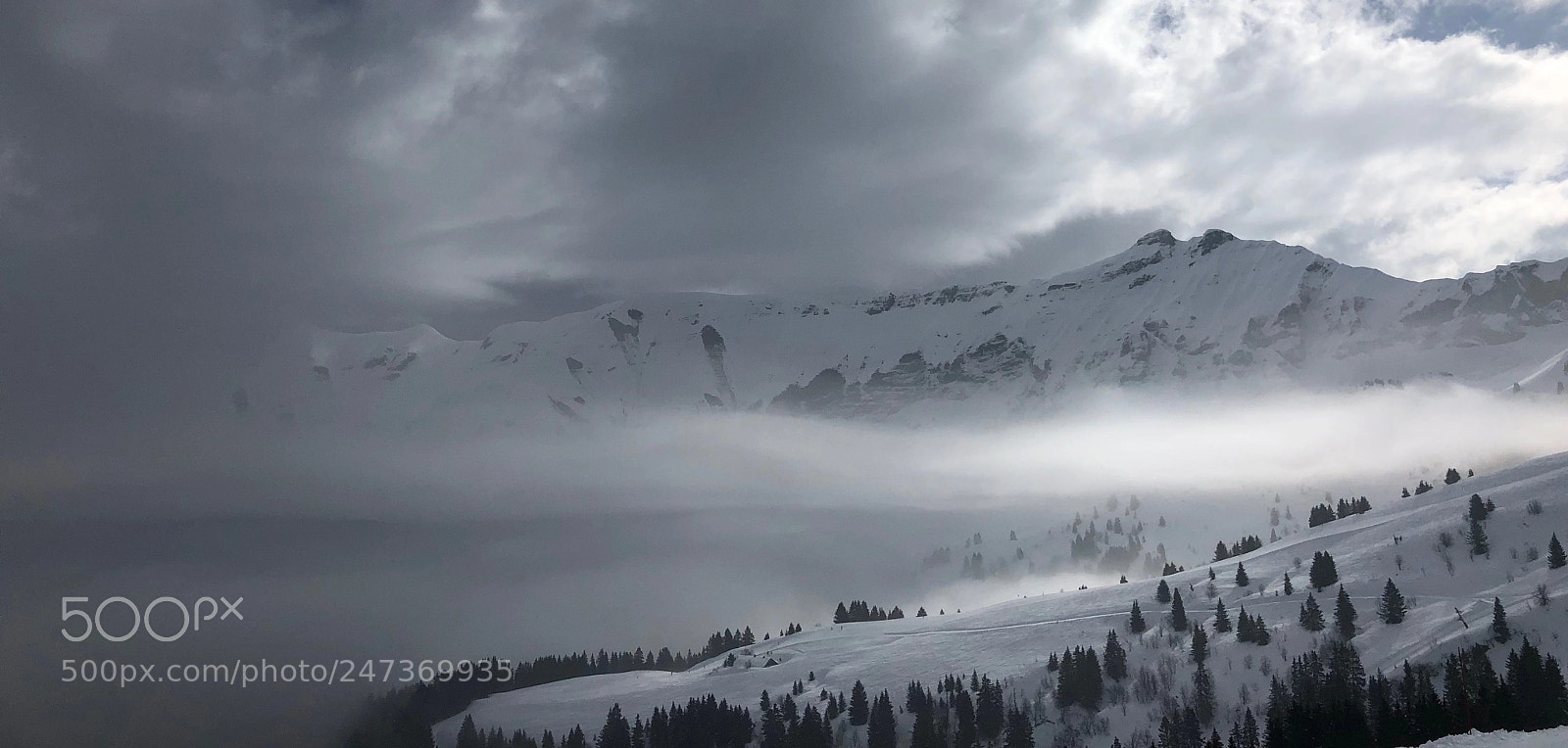 Apple iPhone X sample photo. Foggy alps photography