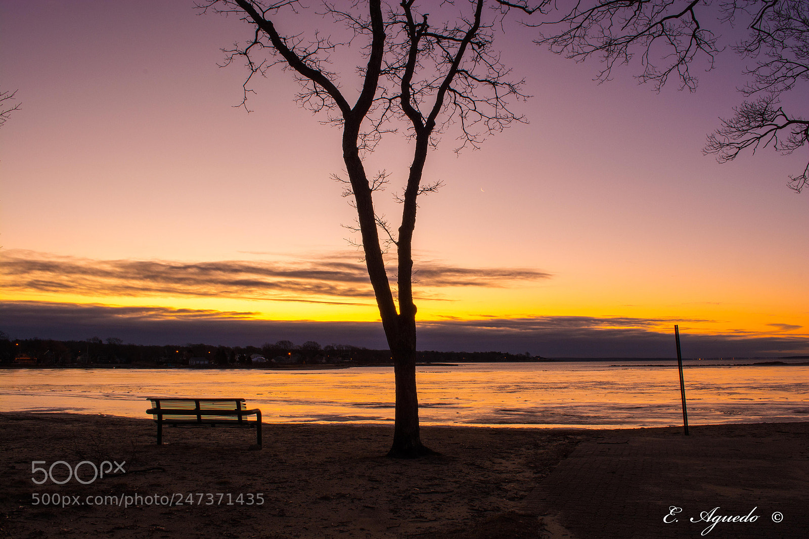 Nikon D5200 sample photo. Bench at sunset photography