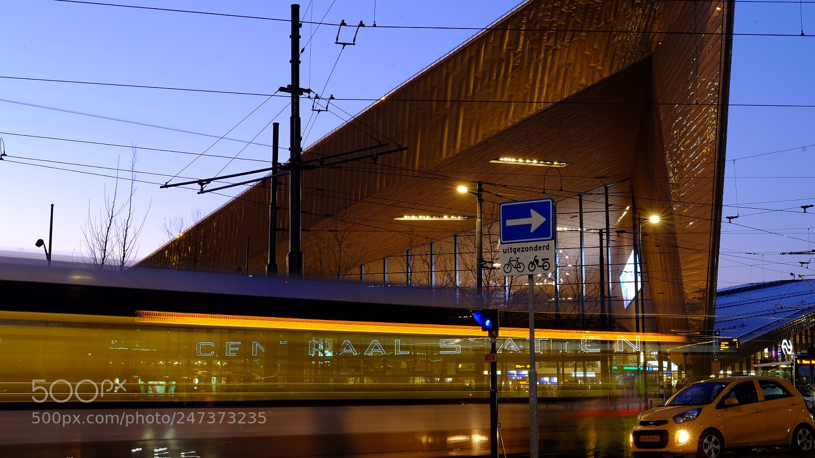 Fujifilm X-E2 sample photo. Rotterdam central station tram photography