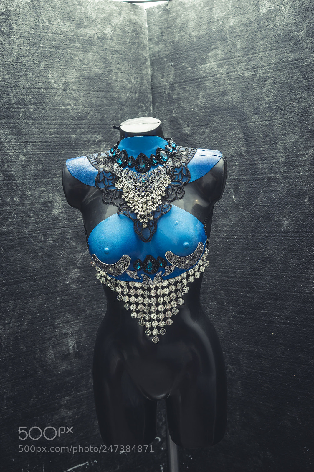 Sony a7 sample photo. Fashion blue handmade corset photography
