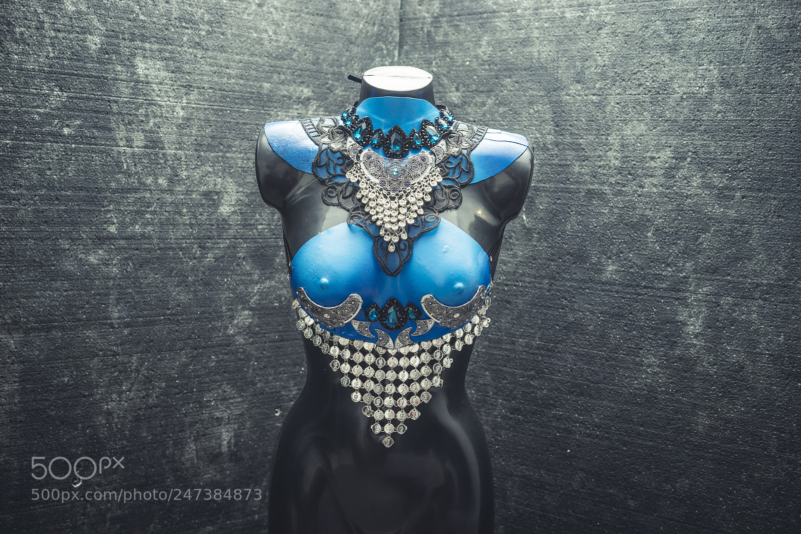 Sony a7 sample photo. Blue handmade corset with photography