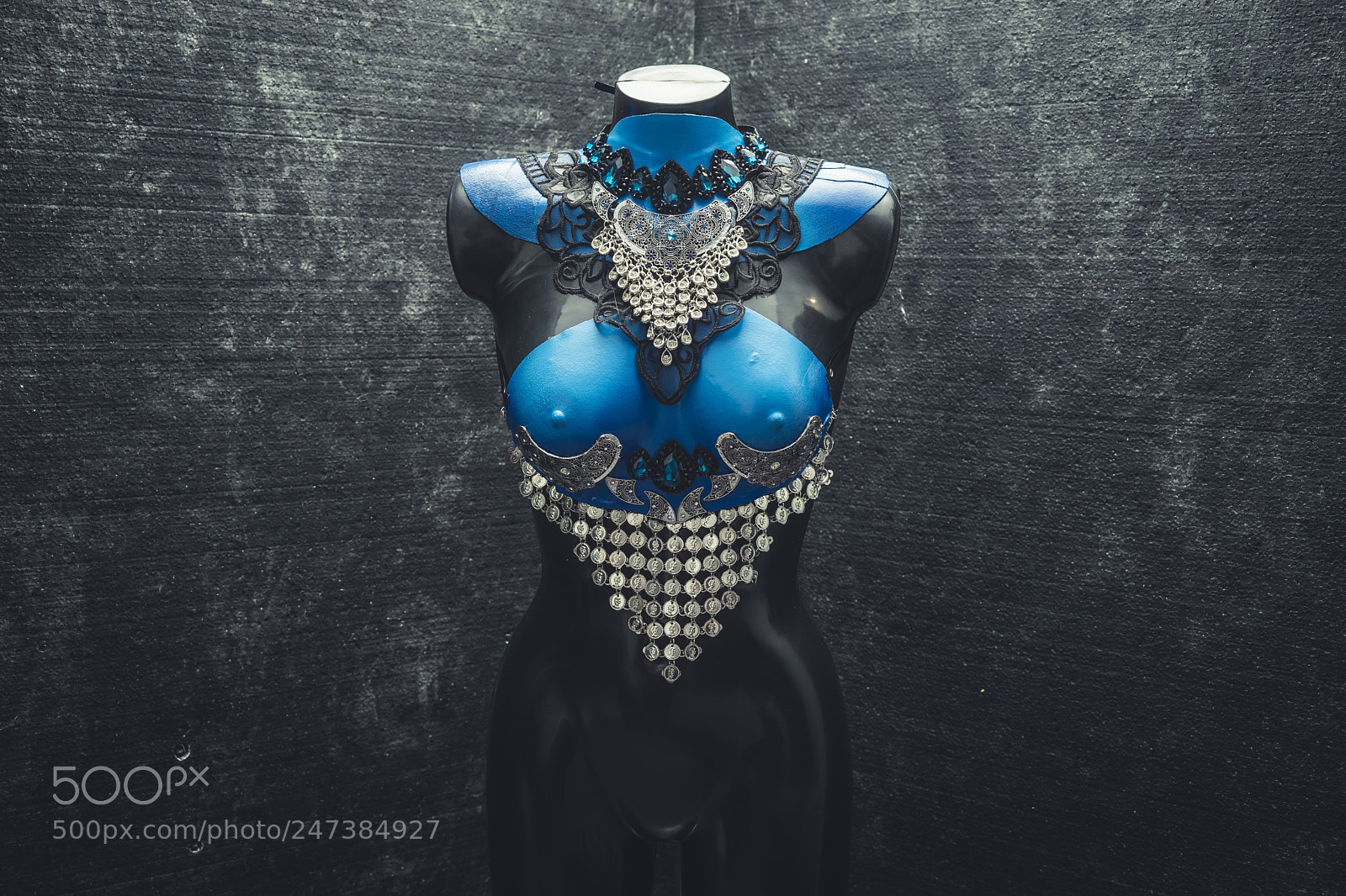 Sony a7 sample photo. Blue handmade corset with photography