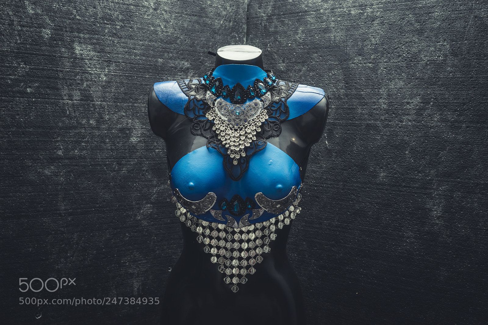 Sony a7 sample photo. Blue handmade corset with photography