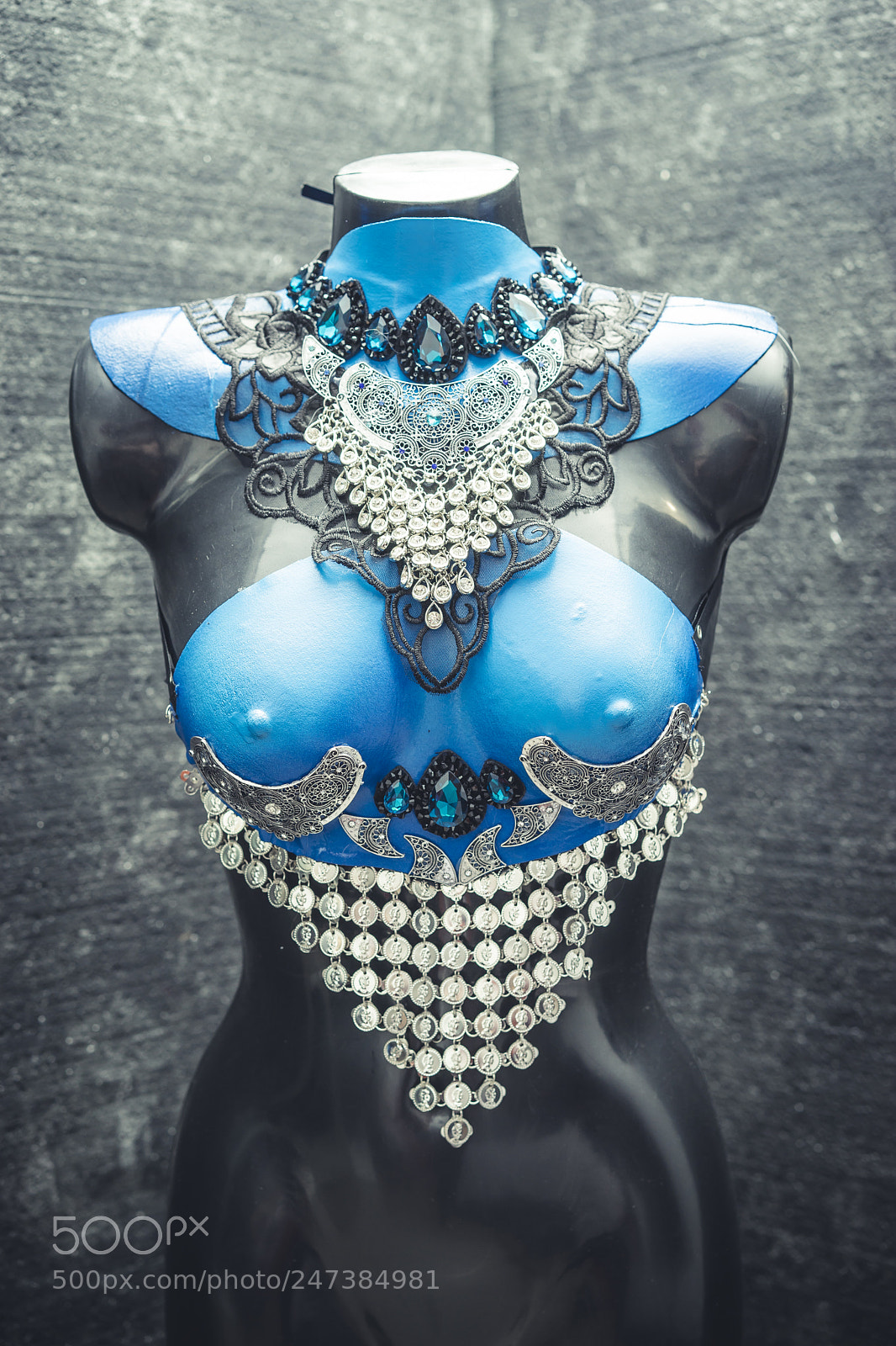 Sony a7 sample photo. Blue handmade corset with photography