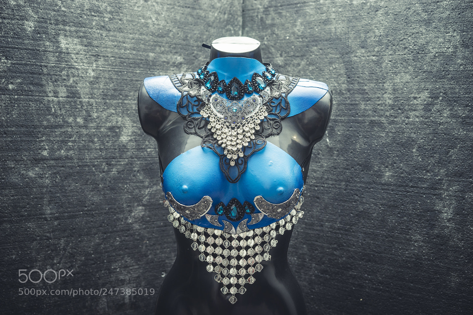 Sony a7 sample photo. Blue handmade corset with photography