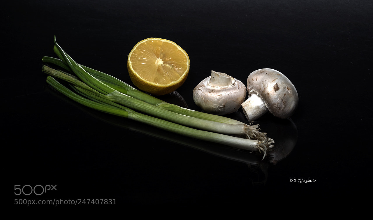 Canon EOS 80D sample photo. Onions, lemon and mushrooms ... photography