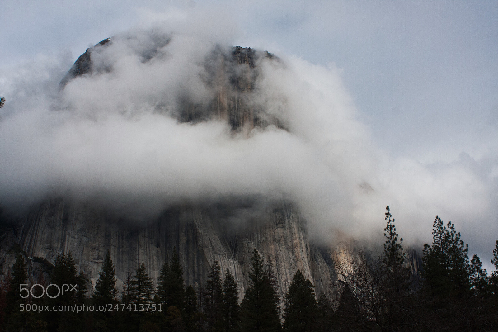 Canon EOS 40D sample photo. El capitan in clouds photography