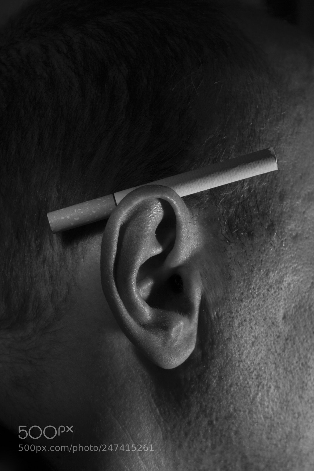 Canon EOS 600D (Rebel EOS T3i / EOS Kiss X5) sample photo. Ear and cigarette behind photography