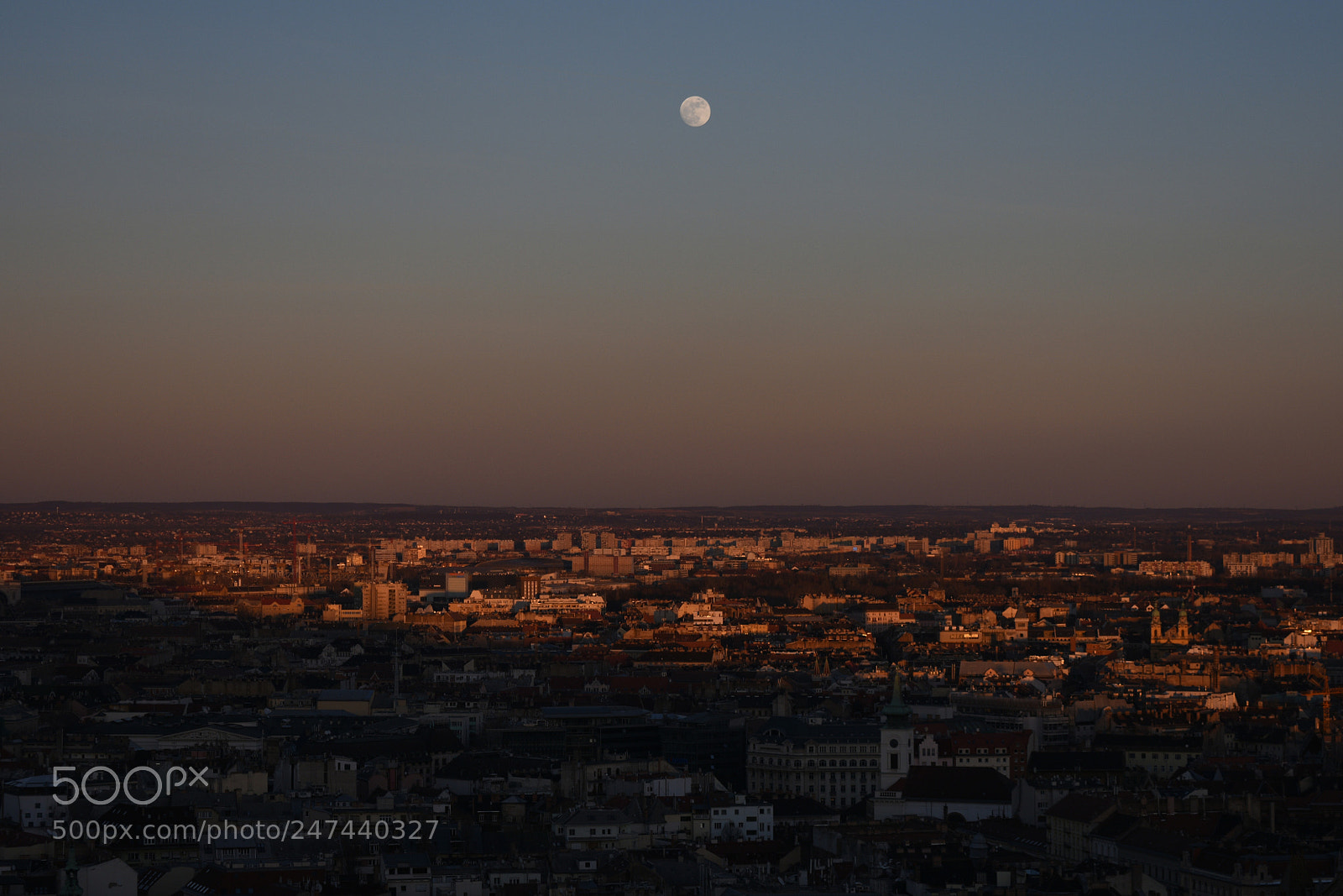 Nikon D3400 sample photo. Moon above budapest photography